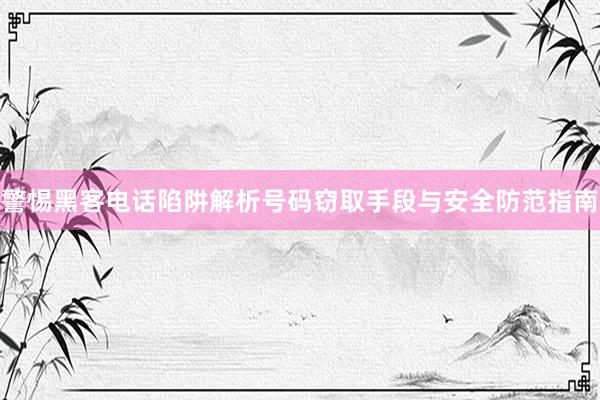 警惕黑客电话陷阱解析号码窃取手段与安全防范指南